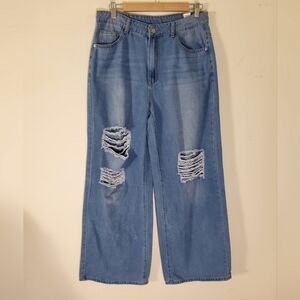 Jeans Jeans Women's  missing Size & Brand tag. Distressed wide leg waist 16" fla